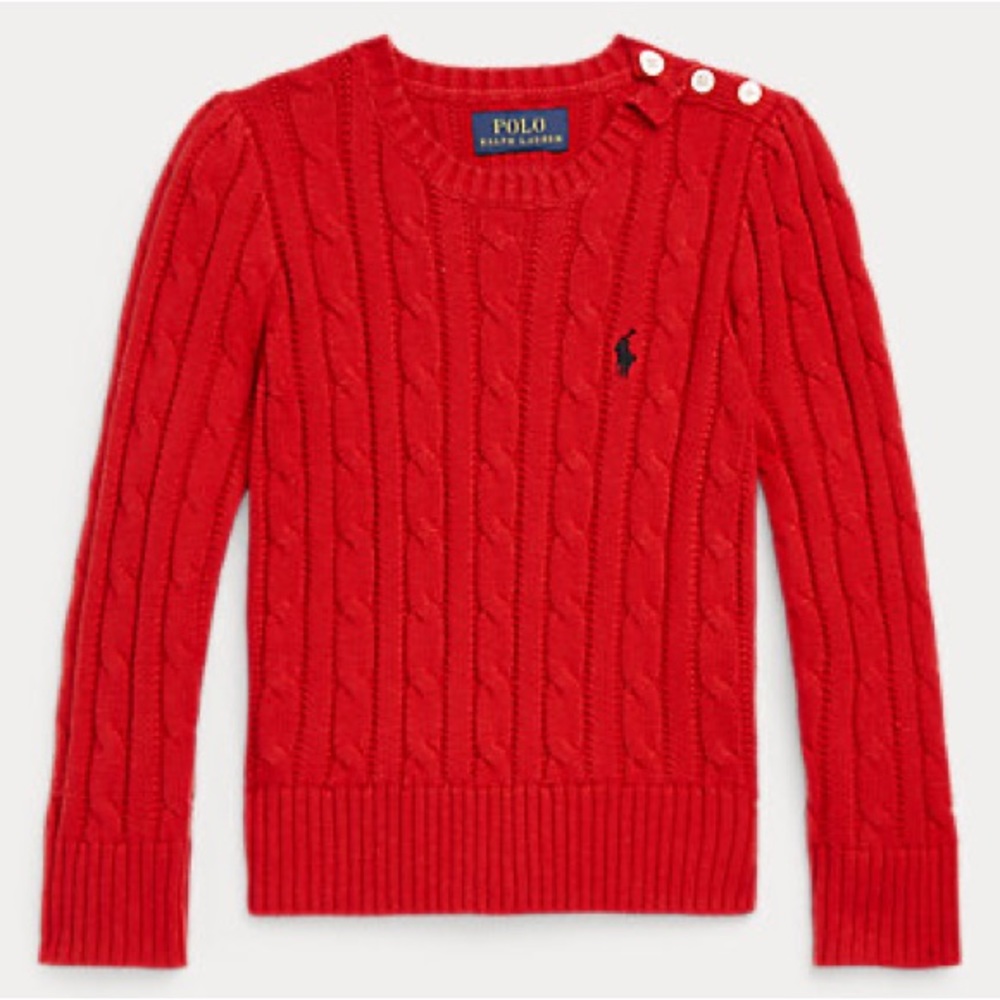 NEW Ralph Lauren Polo Red Toddler Girl Cable Knit Cotton Sweater 3T *AND* 4T